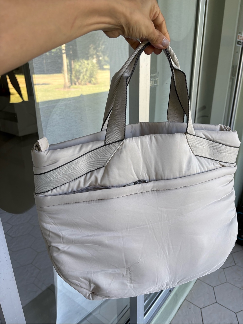 Light Gray Quilted Tote Bag - Unbranded